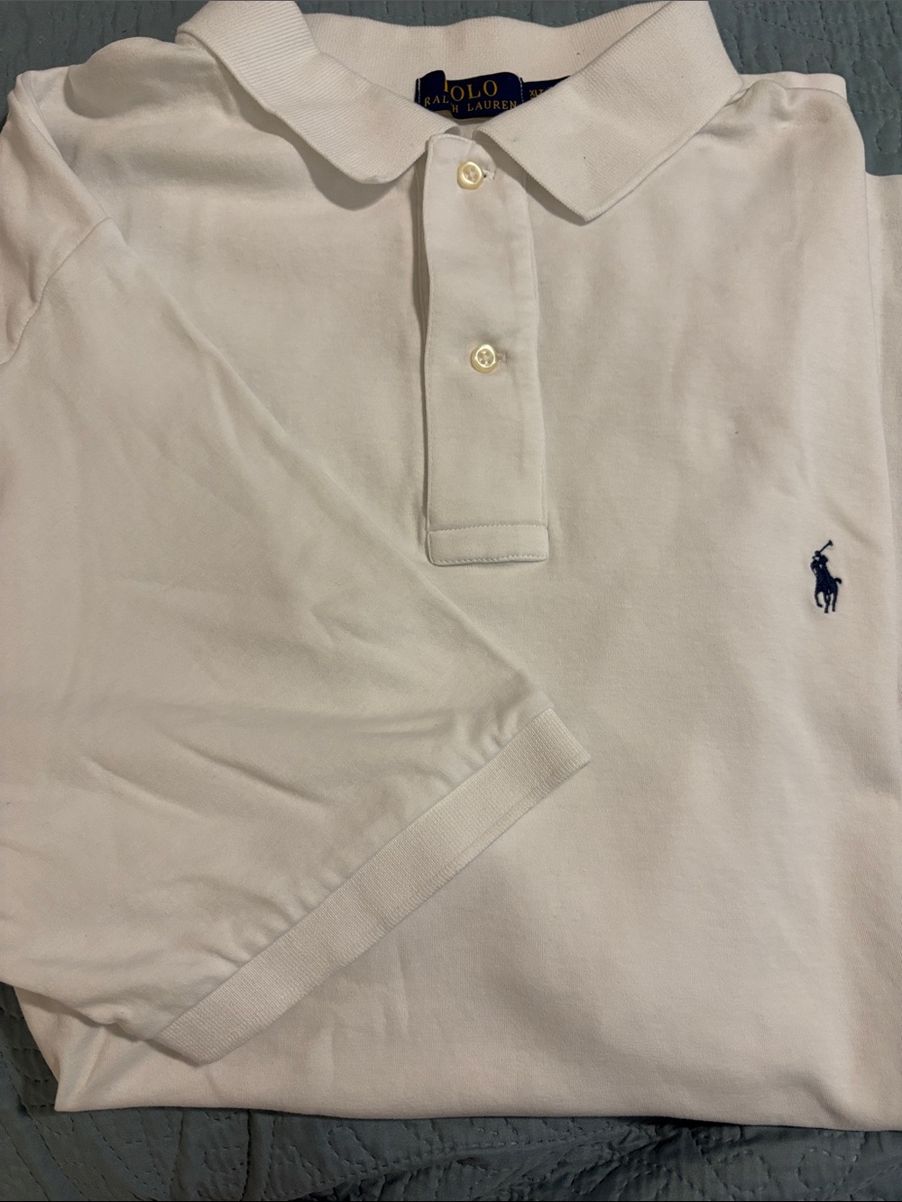 Ralph Lauren White Polo with Navy Pony Embroidery
